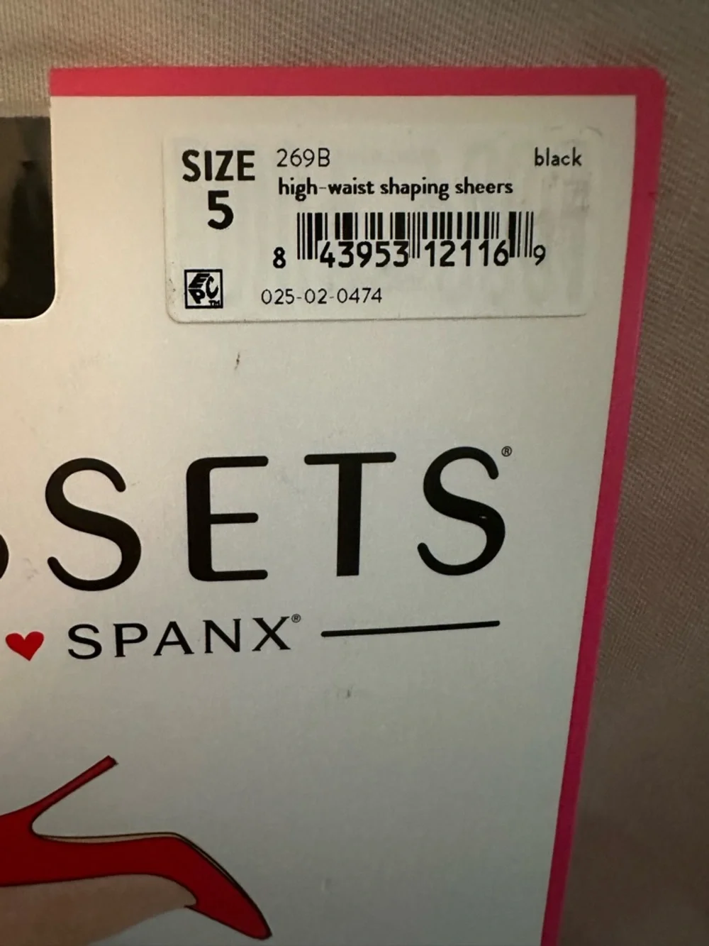 Assets Spanx High Waist Shaping Sheers Pantyhose Size 5 Black NIP